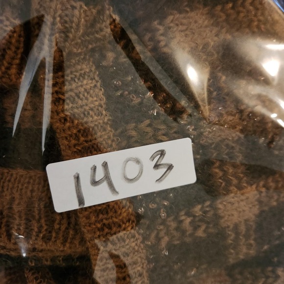 Vintage Liz Claiborne Collection Cardigan Womens Large Brown Green‎ Mohair Plaid - Picture 9 of 9